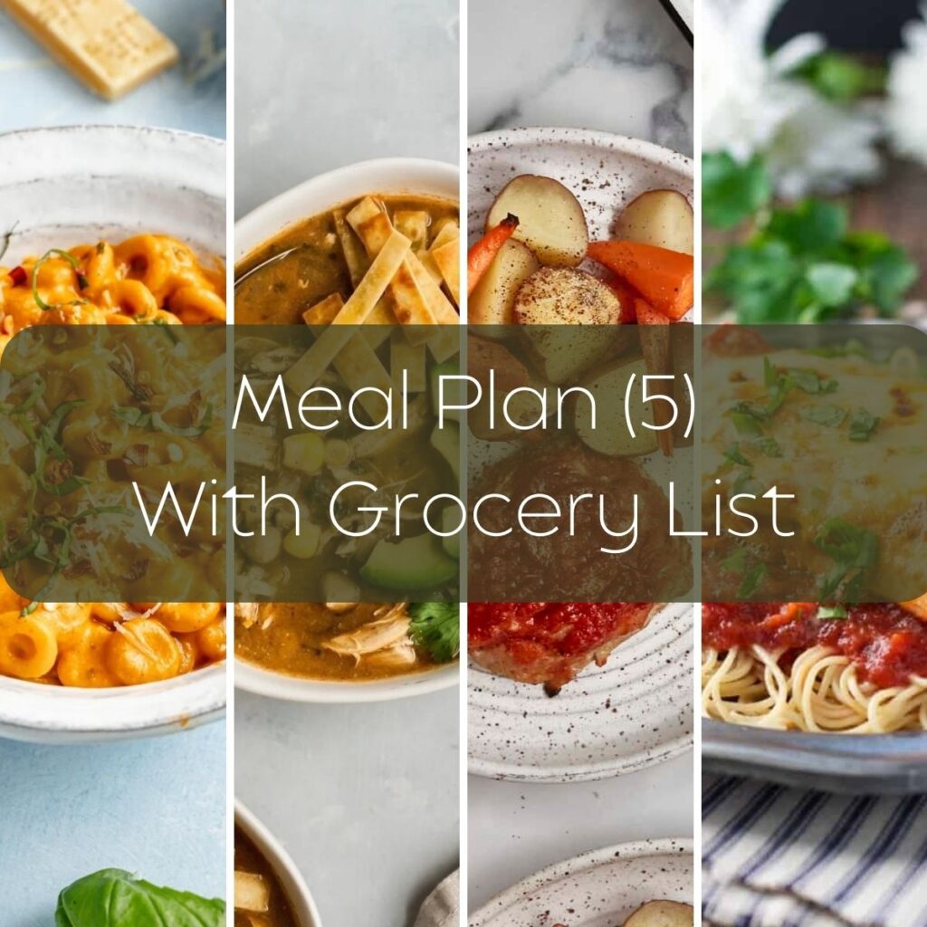 Meal Plan (5) With Grocery List